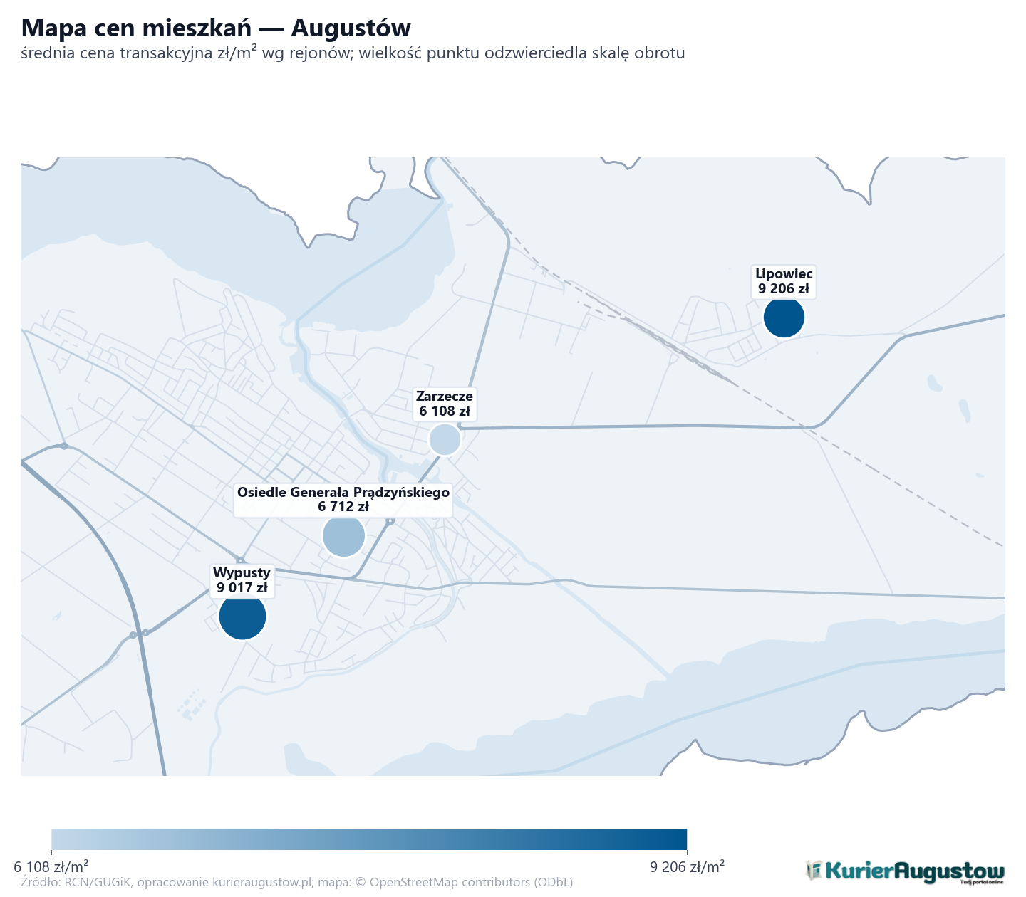 Mapa cen mieszkań - Augustów