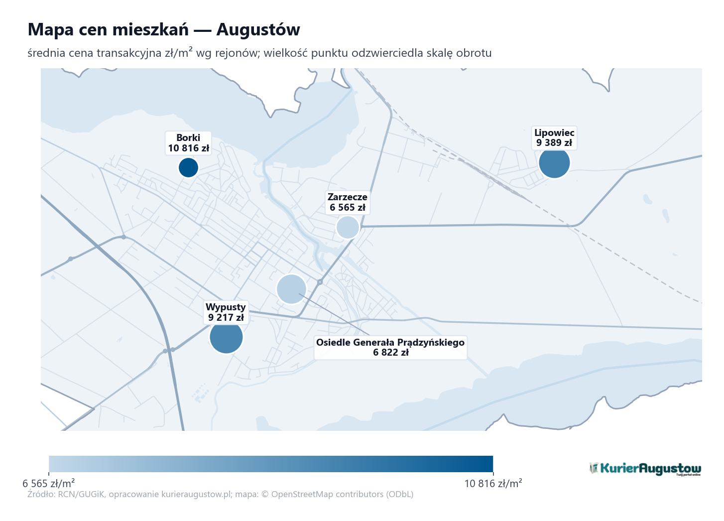 Mapa cen mieszkań - Augustów