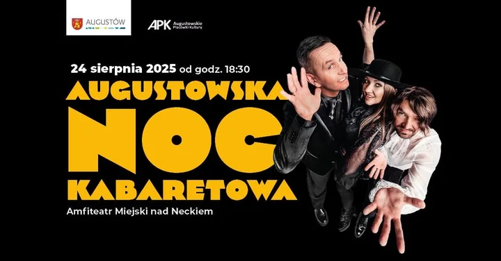Obrazek przedstawia grafikę promocyjną wydarzenia Letnia noc z kabaretem i iluzją w kinie Iskra