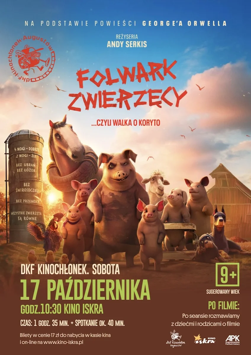 Grafika promocyjna wydarzenia DKF Kinochłonek – „Folwark zwierzęcy”