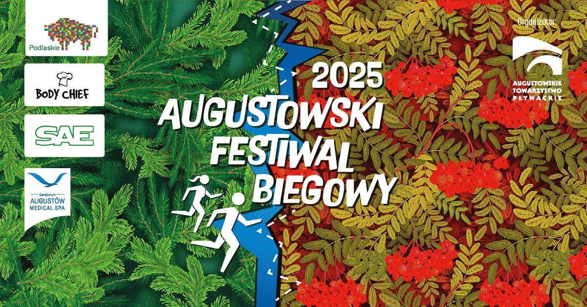 Grafika promocyjna wydarzenia Oferta biegów na Festiwalu Sportowym w Augustowie 2025