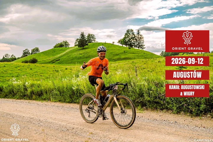 Grafika promocyjna wydarzenia Orient Gravel — Augustów: Kanał Augustowski i Wigry na gravelu