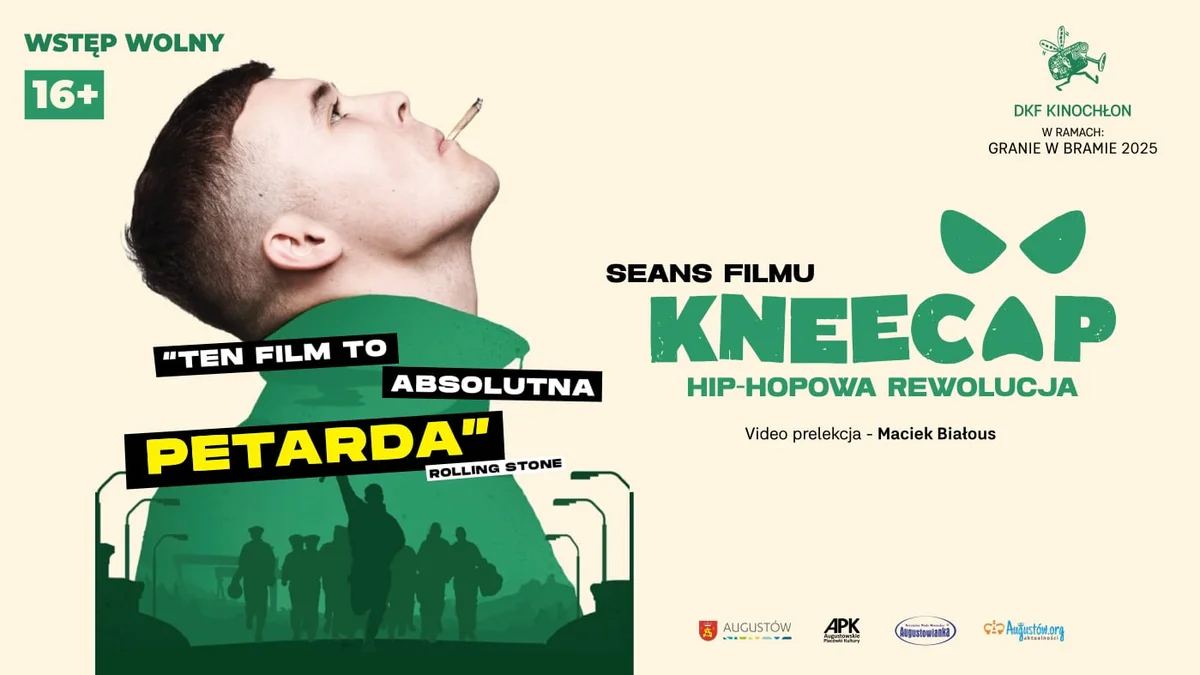 Grafika promocyjna wydarzenia Plenerowy pokaz filmu o irlandzkim hip-hopie w Augustowie