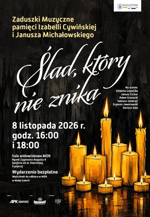 Grafika promocyjna wydarzenia Ślad, który nie znika – Muzyczne Zaduszki