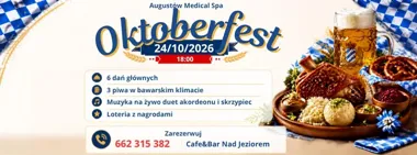 Grafika promocyjna wydarzenia Oktoberfest w Augustów Medical Spa: bawarska uczta