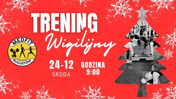 Grafika promocyjna wydarzenia TRENING WIGILIJNY w MEDFIT — spal kalorie przed świętami