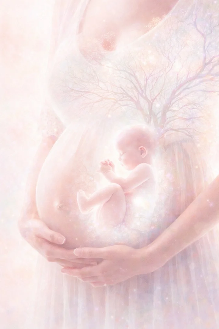 Grafika promocyjna wydarzenia Uzdrowienie Poczęcia i Okresu Prenatalnego — warsztat (II edycja)