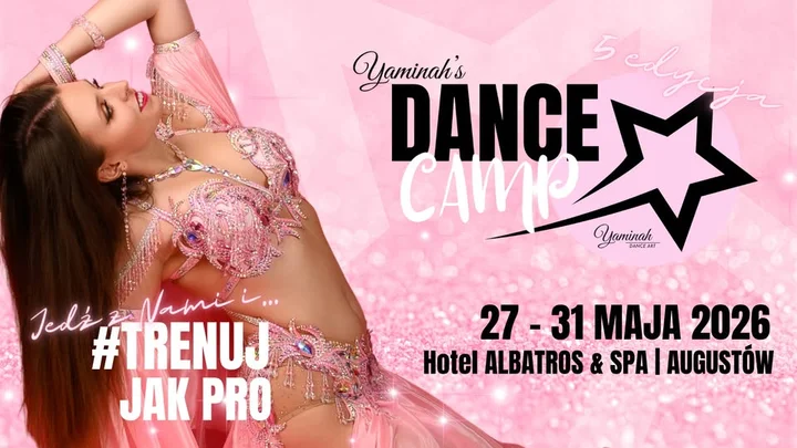 Grafika promocyjna wydarzenia Yaminah’s Dance CAMP 2026 w Hotelu ALBATROS & SPA (Augustowo)