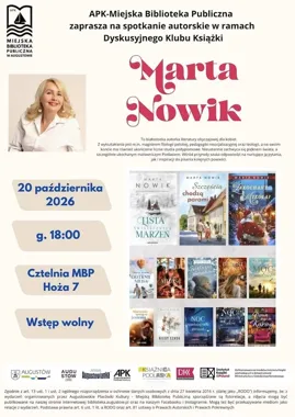 Spotkanie autorskie z Martą Nowik w ramach Dyskusyjnego Klubu Książki