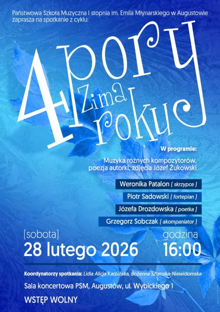 Wieczór zimowych impresji muzycznych i poetyckich w Państwowej Szkole Muzycznej