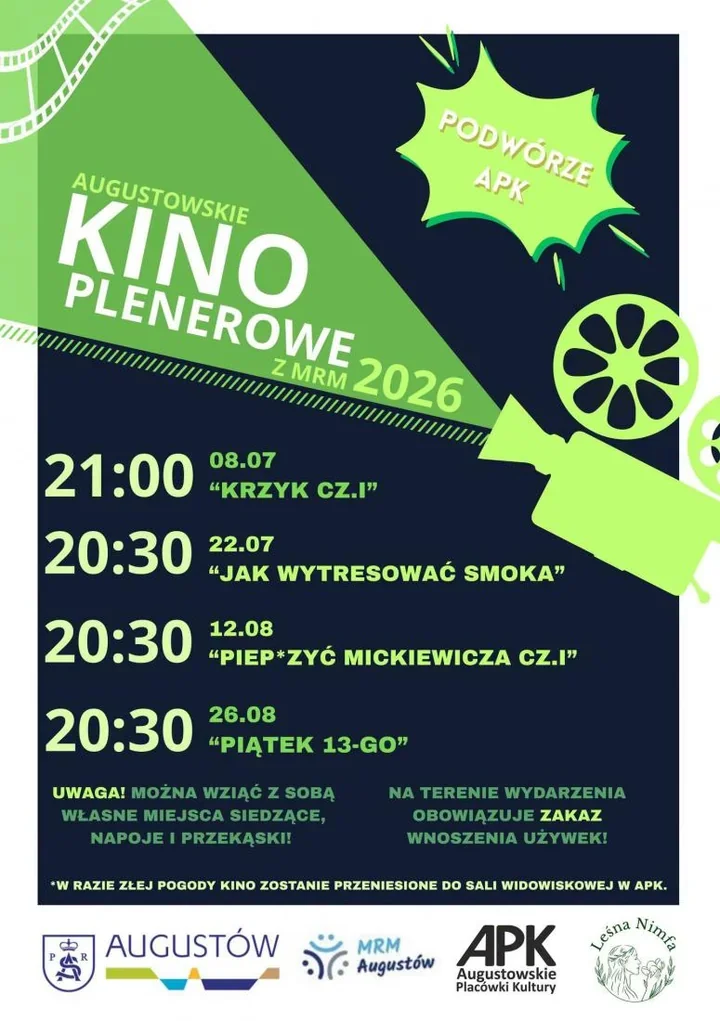 Augustów otwiera sezon kina plenerowego. Na start „Krzyk”