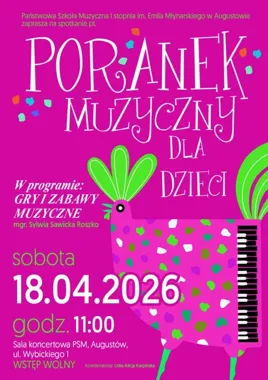 Muzyczna sobota dla dzieci w Augustowie z grami i zabawami rytmicznymi