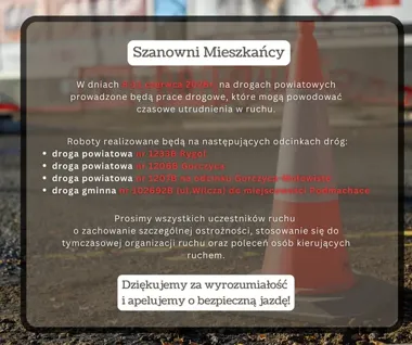 Cztery odcinki dróg w powiecie augustowskim z utrudnieniami ruchu