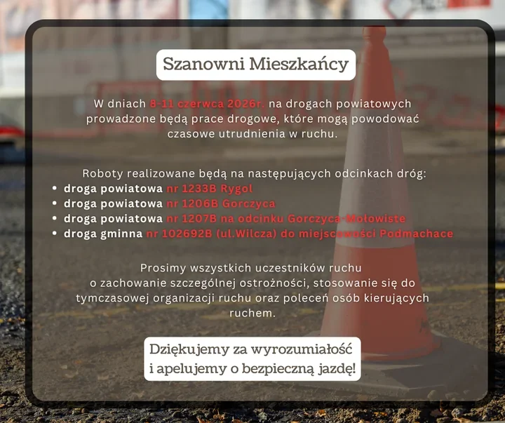 Cztery odcinki dróg w powiecie augustowskim z utrudnieniami ruchu